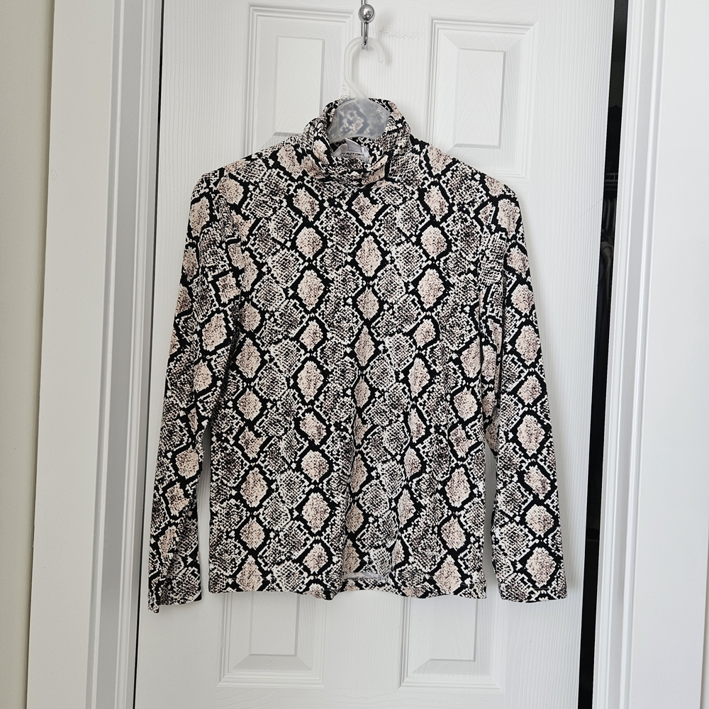 Joe Fresh Turtleneck Snakeskin Print Long Sleeve Top Size S
